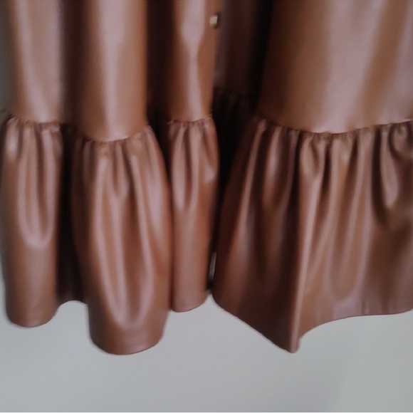 NWT Zara Brown Faux Leather Dress, Size Medium - Picture 7 of 7